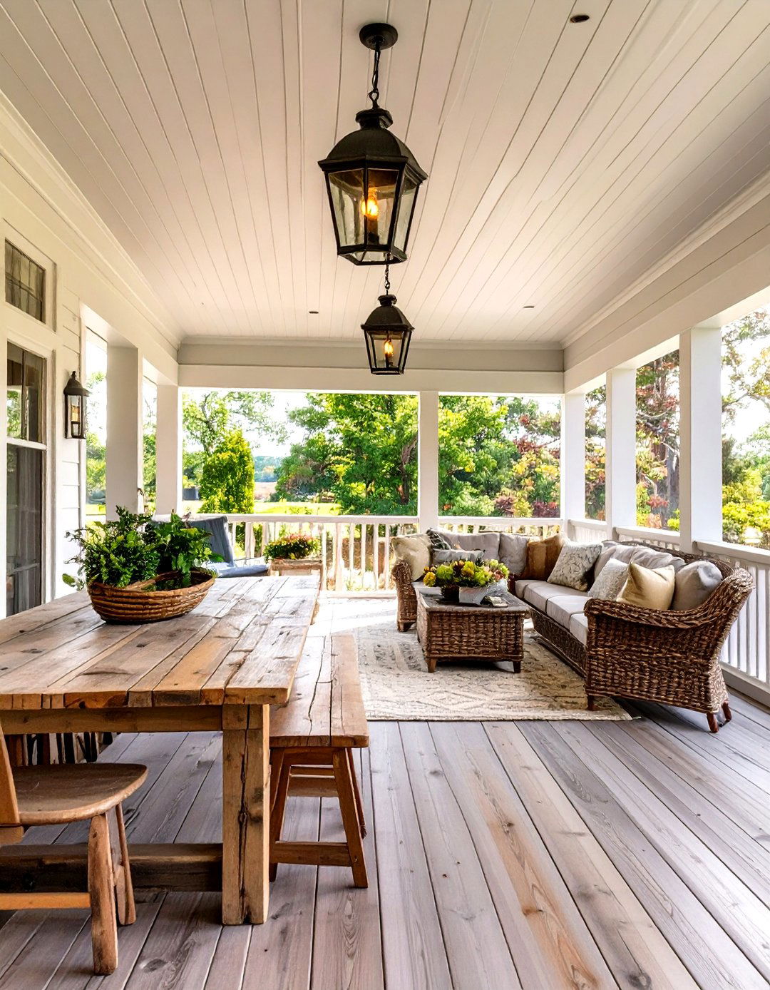 Wraparound Porch with Defined Zones - 30 country farmhouse porch ideas