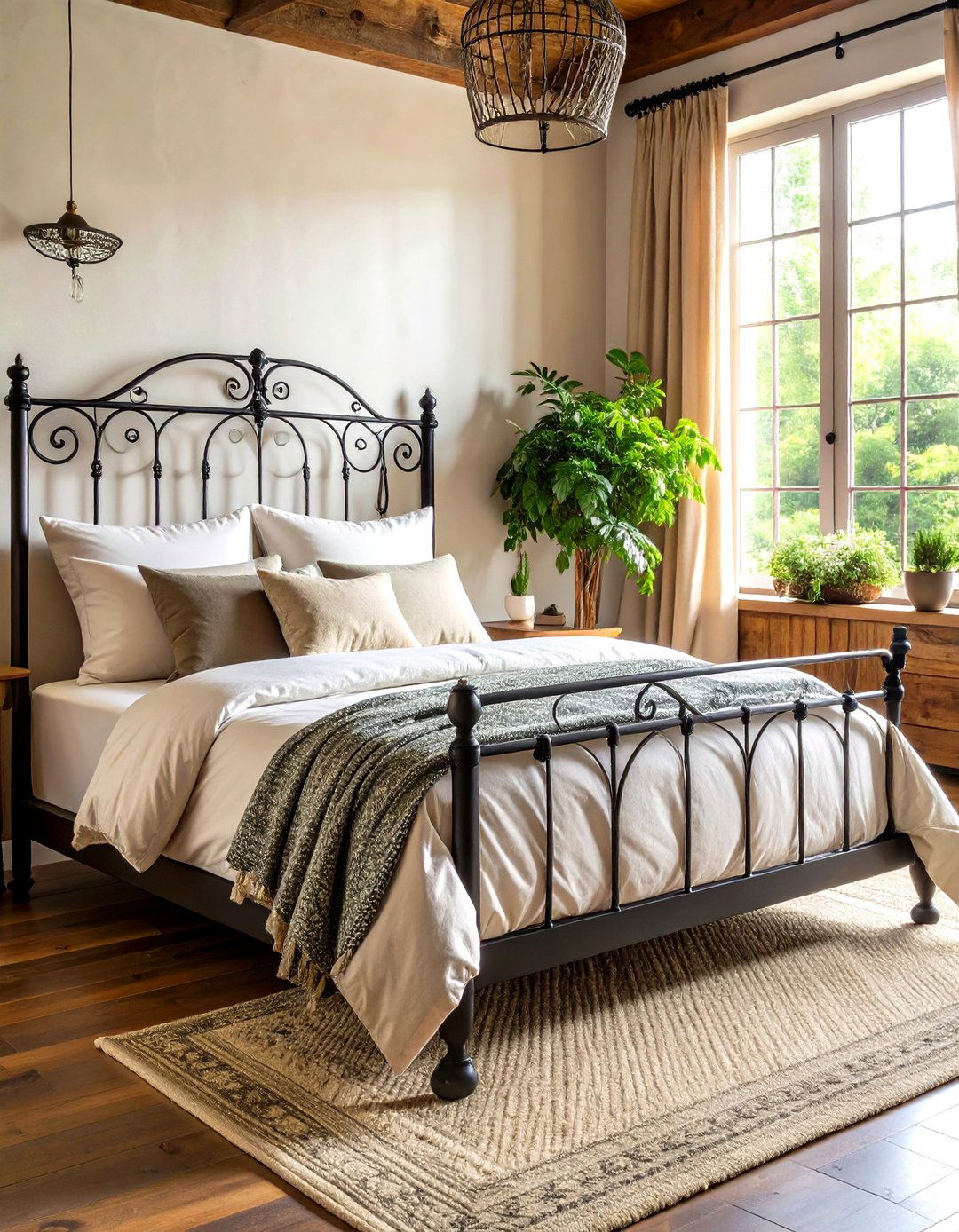Wrought Iron Bed Frame - 30 rustic bedroom ideas