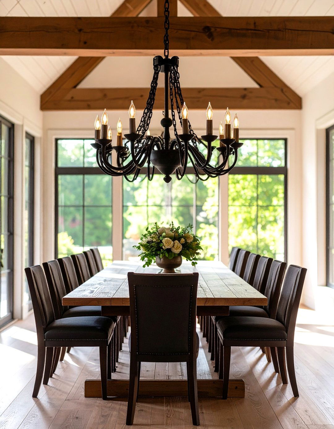 Wrought Iron Chandelier Lighting - 30 rustic dining room ideas