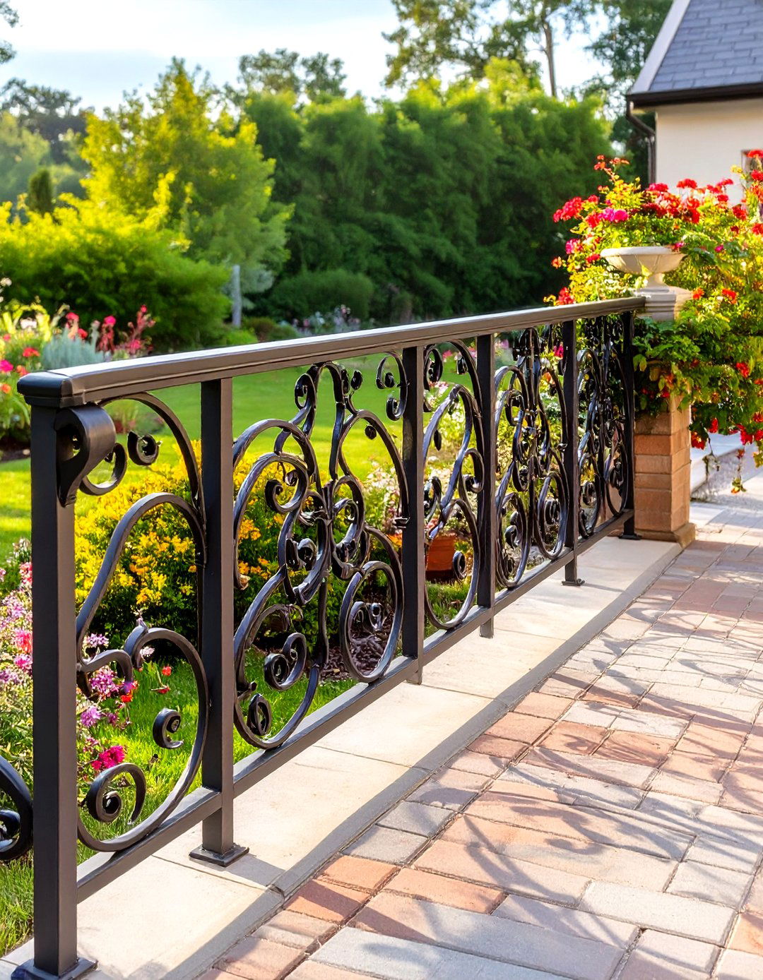 Wrought Iron Deck Handrail with Decorative Scrolls - 30 deck handrail ideas