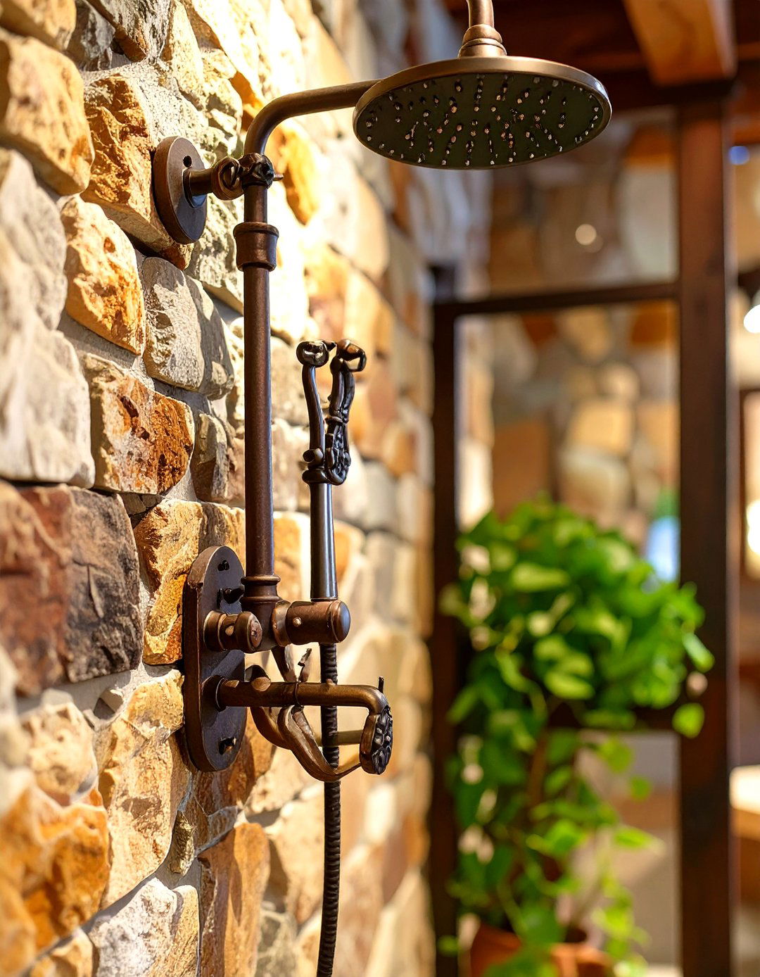 Wrought Iron Hardware Rustic Shower - 30 rustic shower ideas