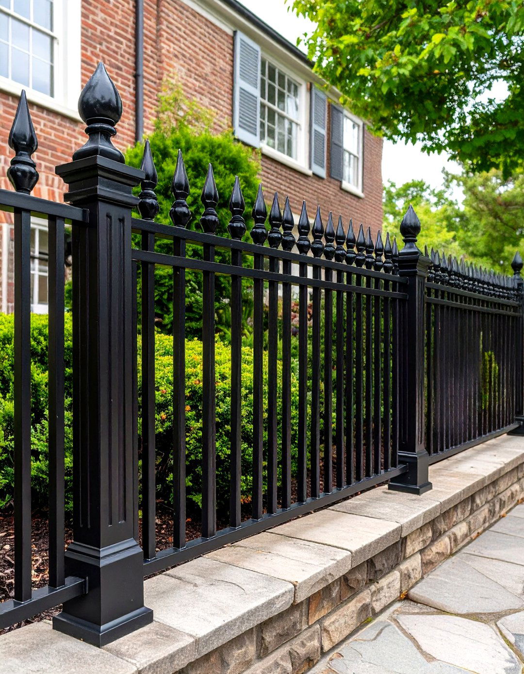 Wrought Iron Inspired Aluminum Fence - 30 front yard fencing ideas