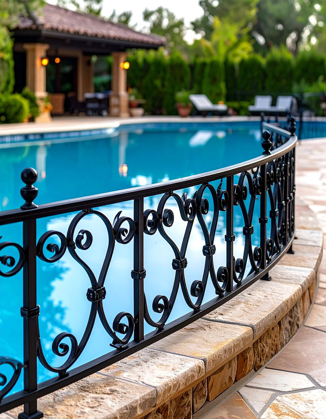 Wrought Iron Ornate Pool Deck Railing - 30 pool deck railing ideas
