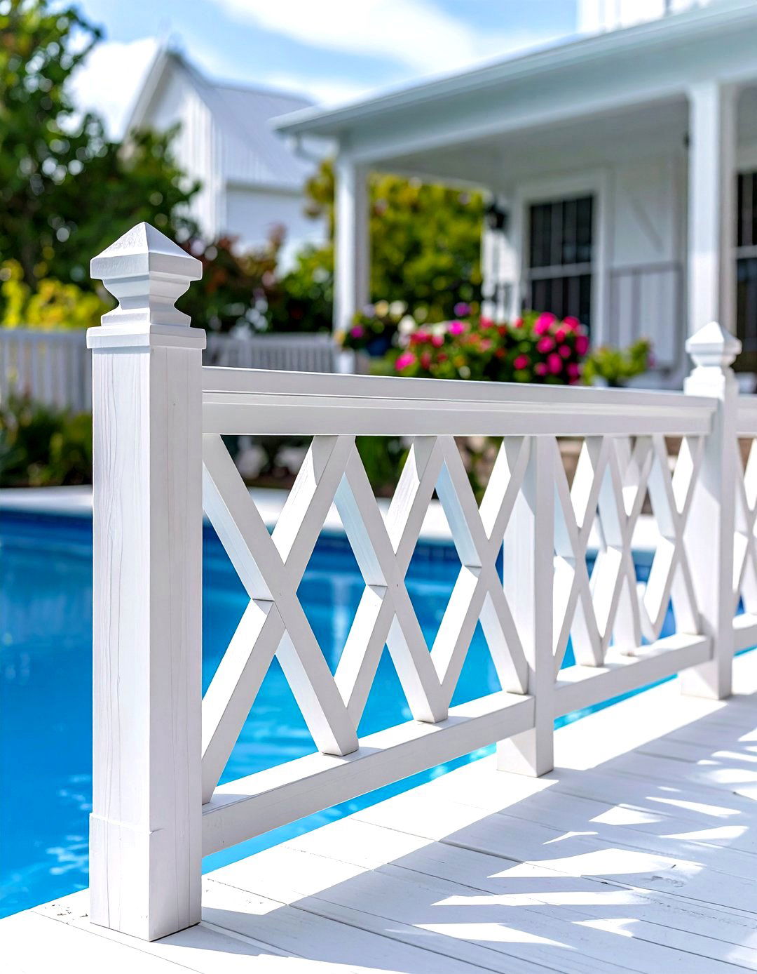 X Pattern Wood Railing - 30 pool deck railing ideas