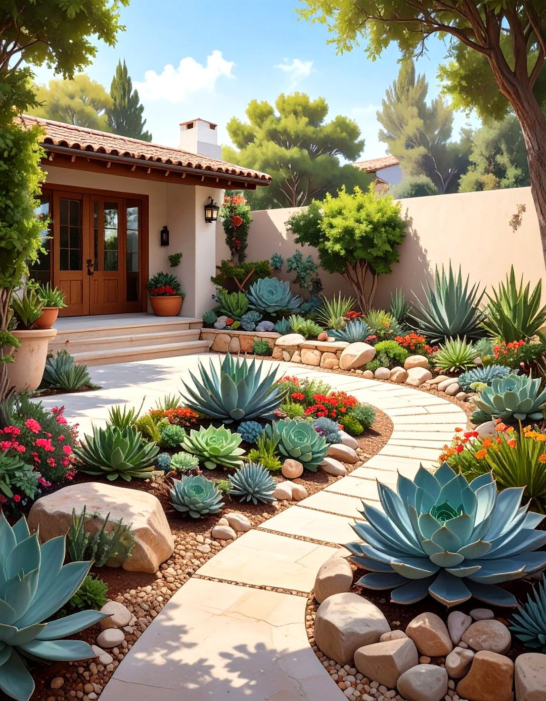 Xeriscaping with Succulents - 30 small backyard ideas no grass