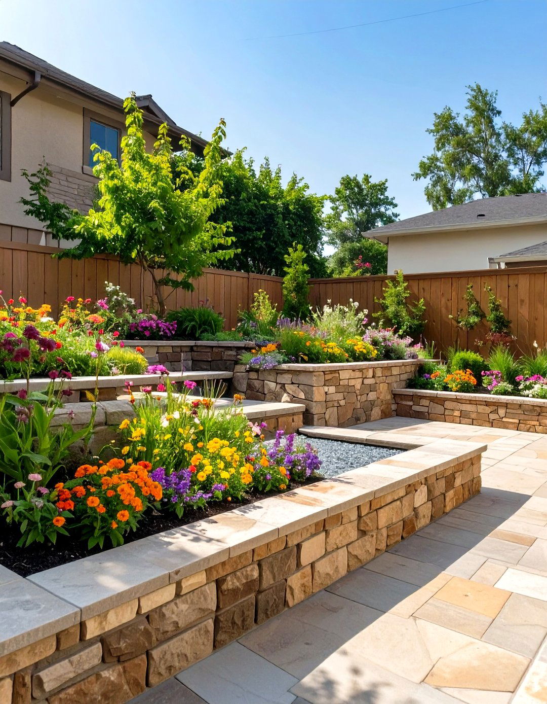 Yard Landscaping featuring a Sunken Patio - 30 yard landscaping ideas