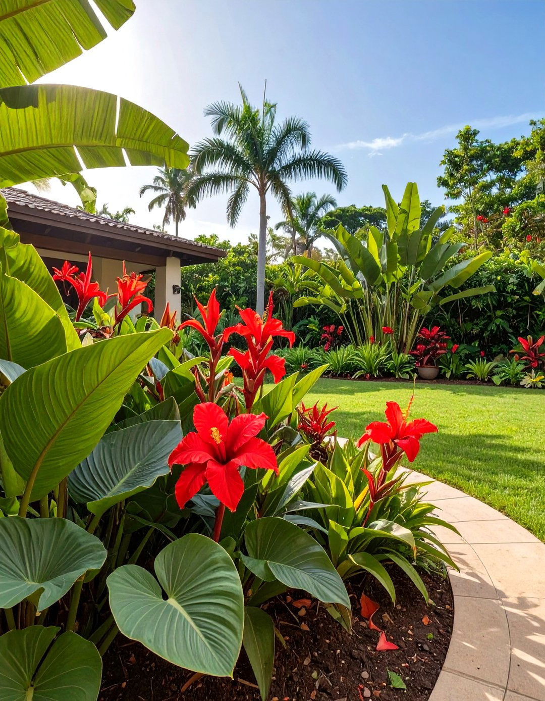 Yard Landscaping with Bold Tropical Plants - 30 yard landscaping ideas