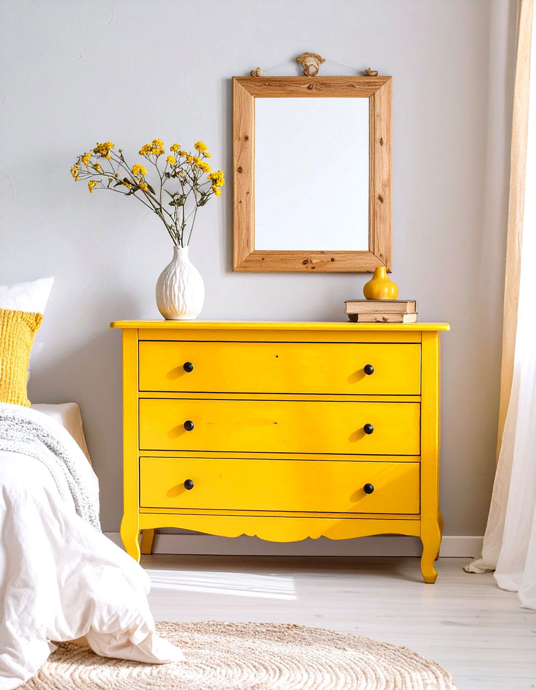 Yellow Painted Dresser - 30 yellow bedroom ideas