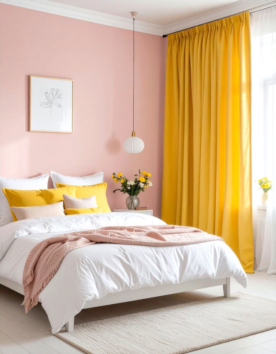 Yellow and Pink Color Palette - 30 yellow bedroom ideas