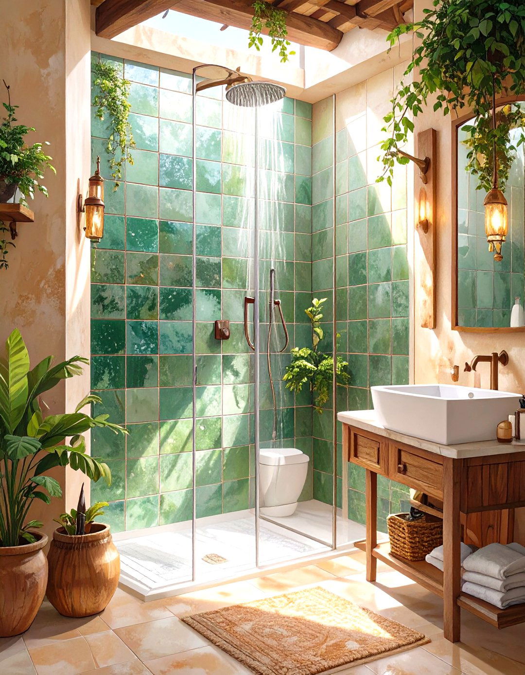 Zellige Handmade Clay Shower Wall Tile - 30 shower wall tile ideas