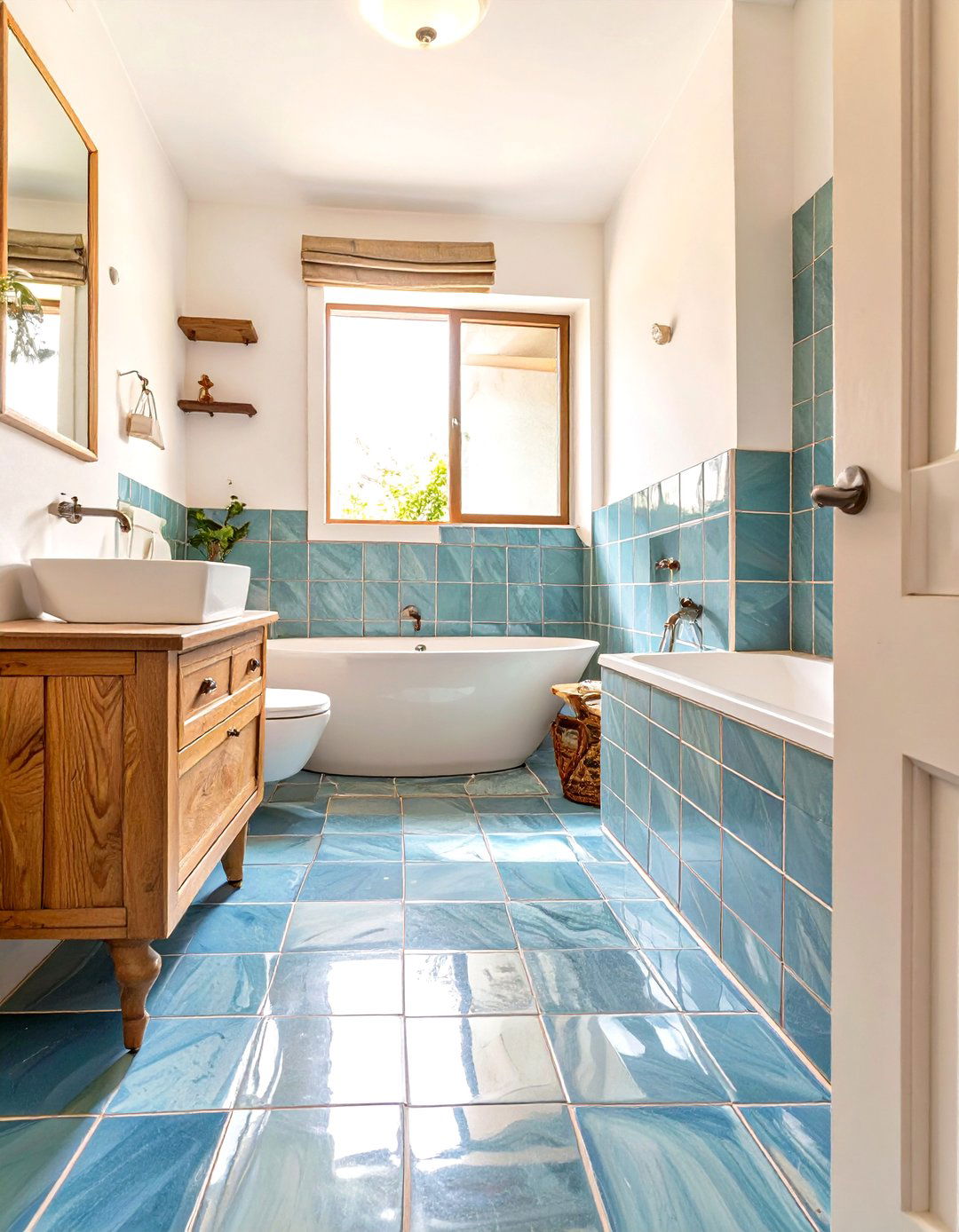Zellige Style Floor Tiles - 30 small bathroom floor tile ideas