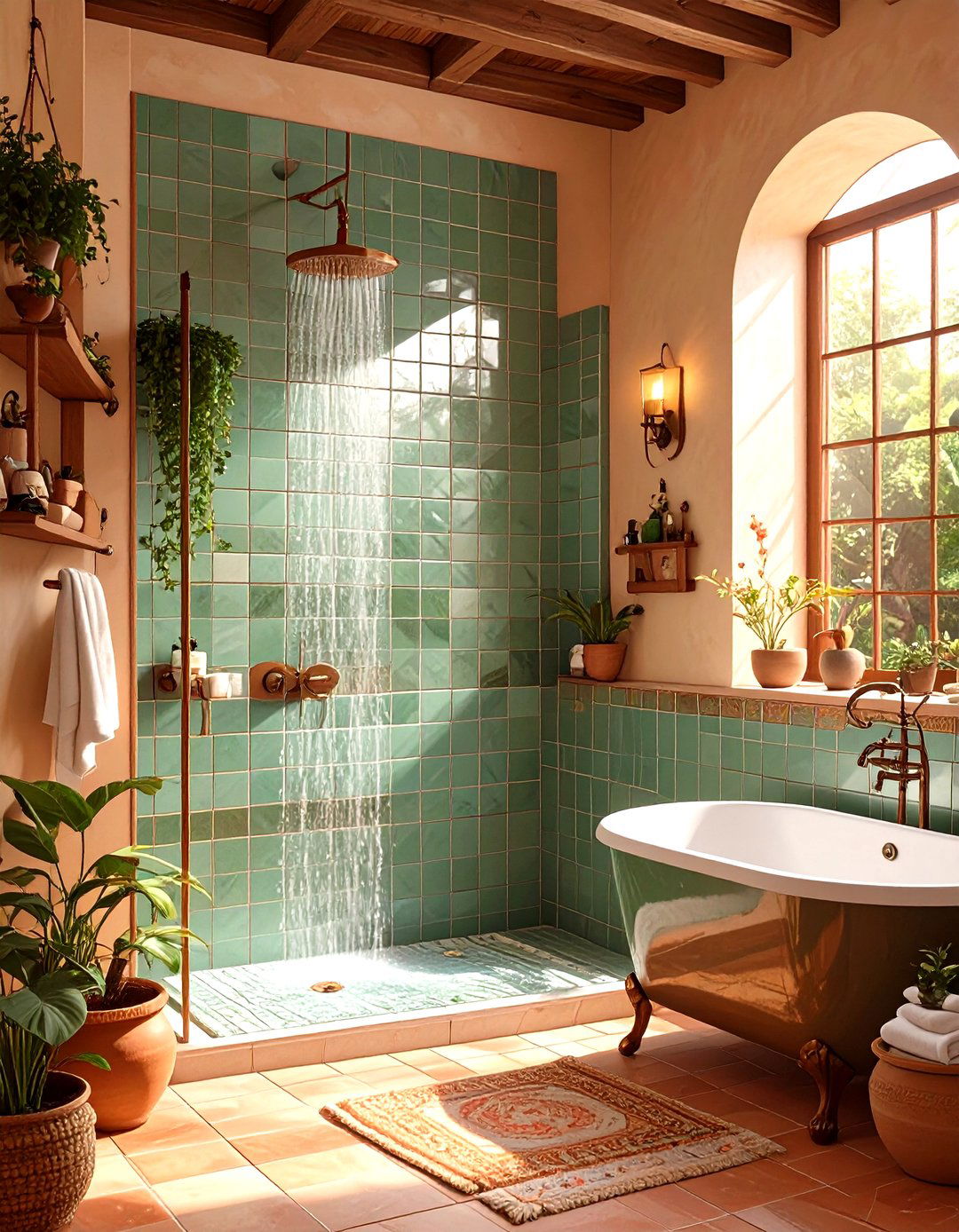 Zellige Terracotta Shower Tile - 30 small shower tile ideas