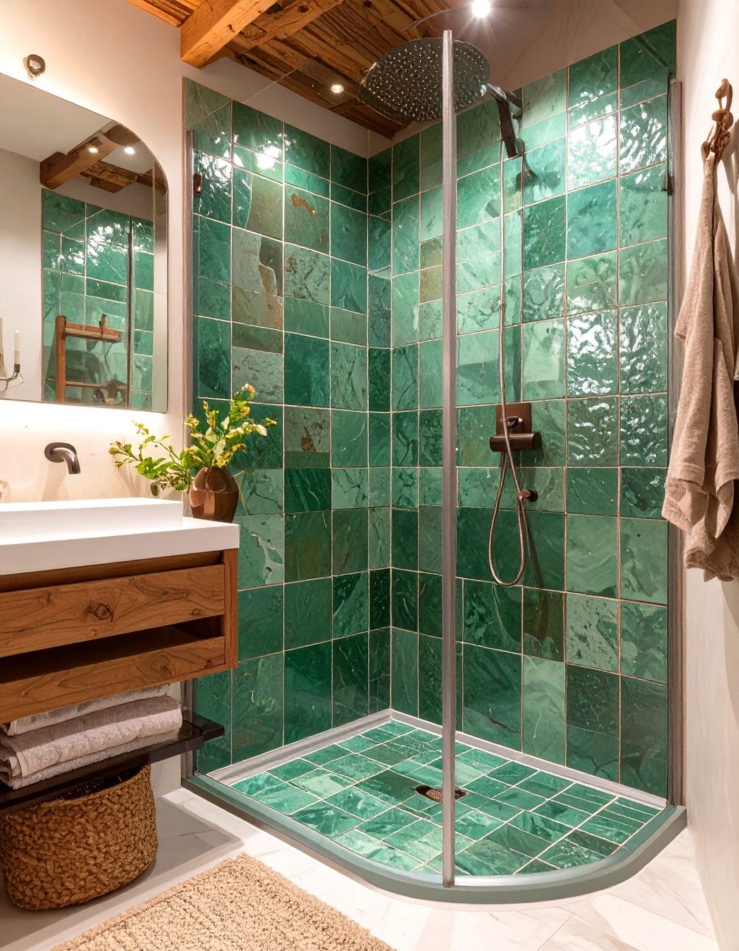 Zellige Tile Shower Surround - 30 shower surround ideas