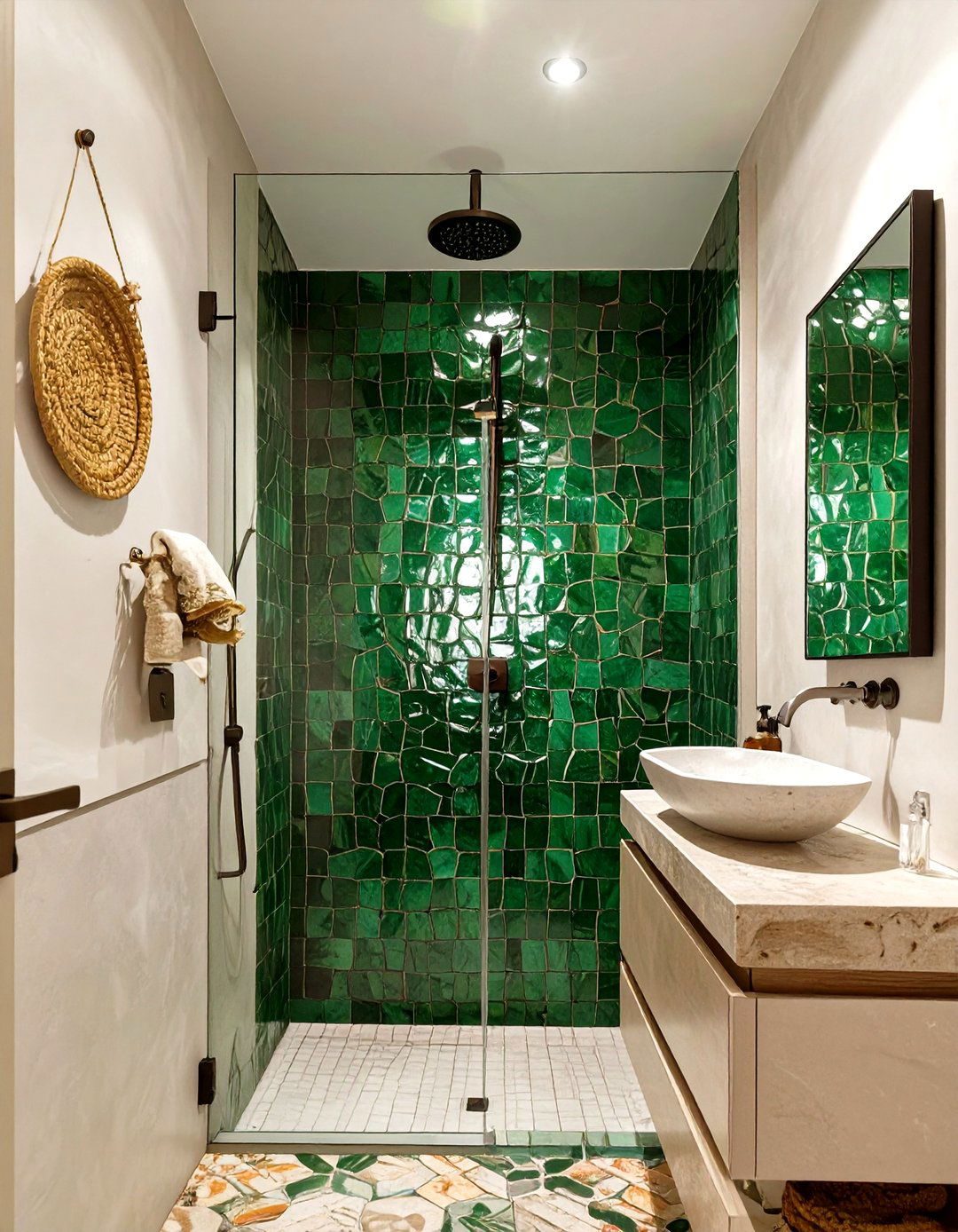 Zellige Tile Small Doorless Shower - 30 small doorless walk in shower ideas