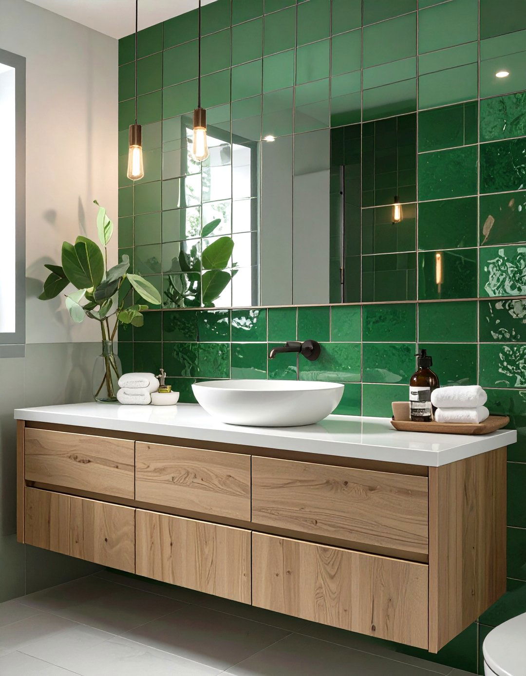 Zellige Tiled Bathroom Backsplash - 30 tiled bathroom ideas