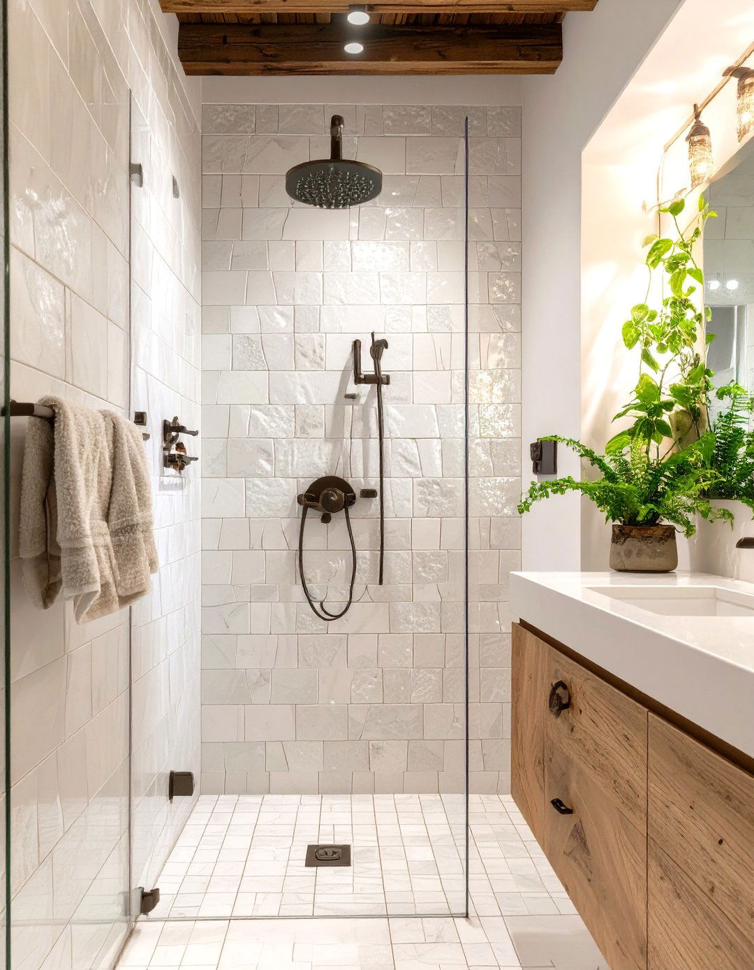 Zellige Tiled Shower Walls - 30 tiled shower ideas