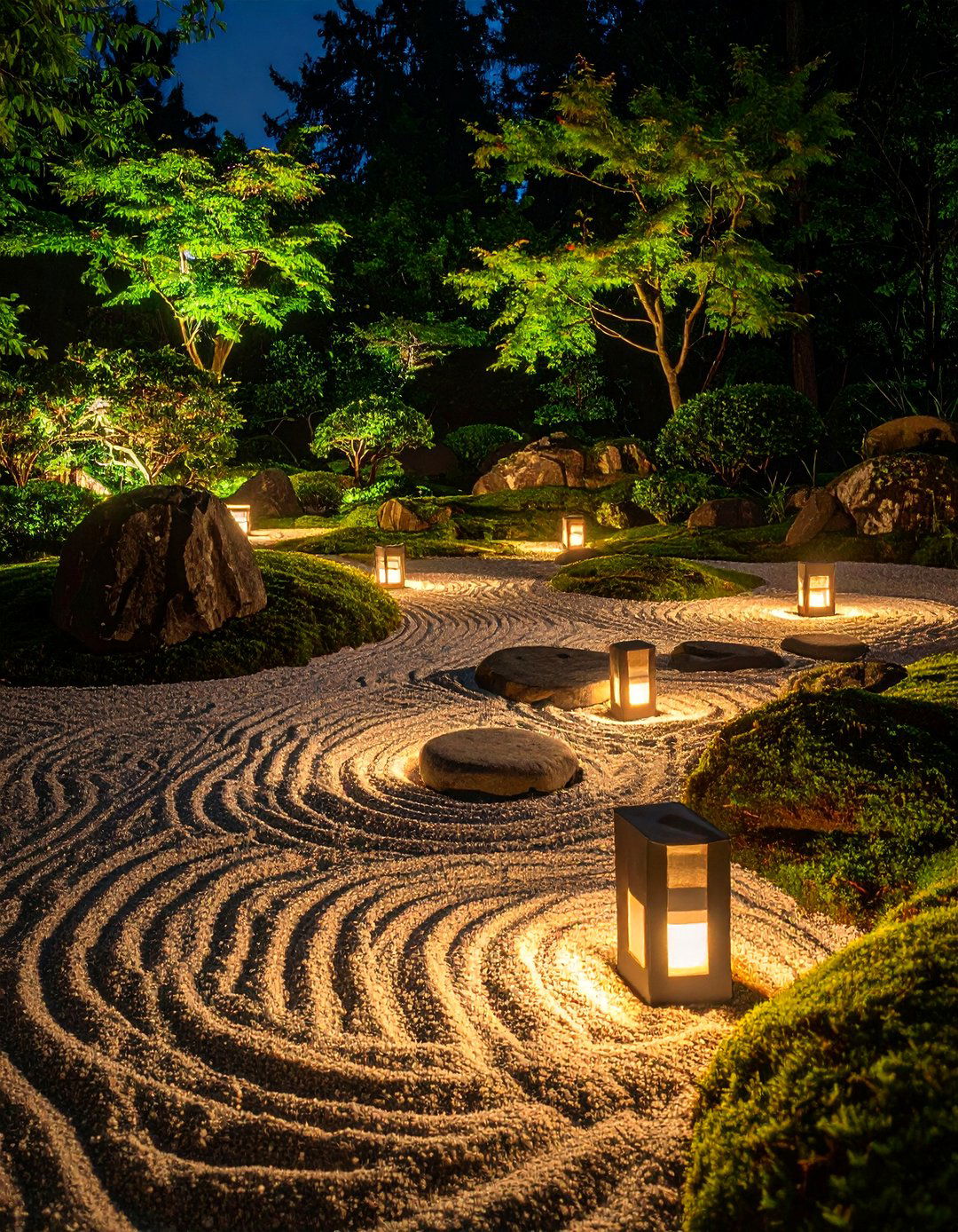 Zen Garden Stone Lights - 30 backyard lights ideas