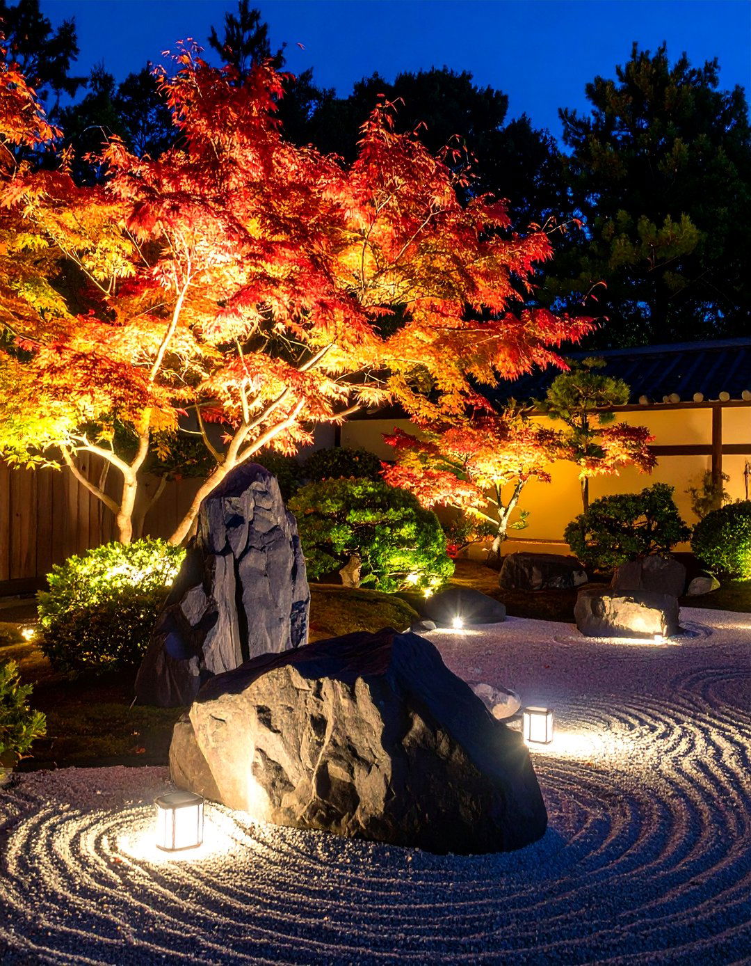 Zen Garden With Low Voltage Uplighting - 30 outdoor light ideas