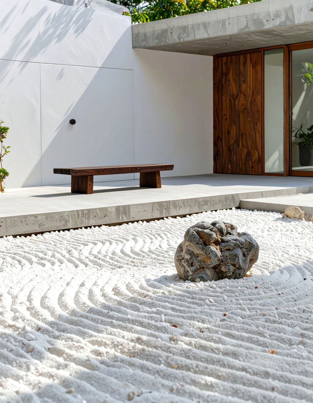 Zen Garden with Raked Gravel - 30 concrete patio ideas on a budget