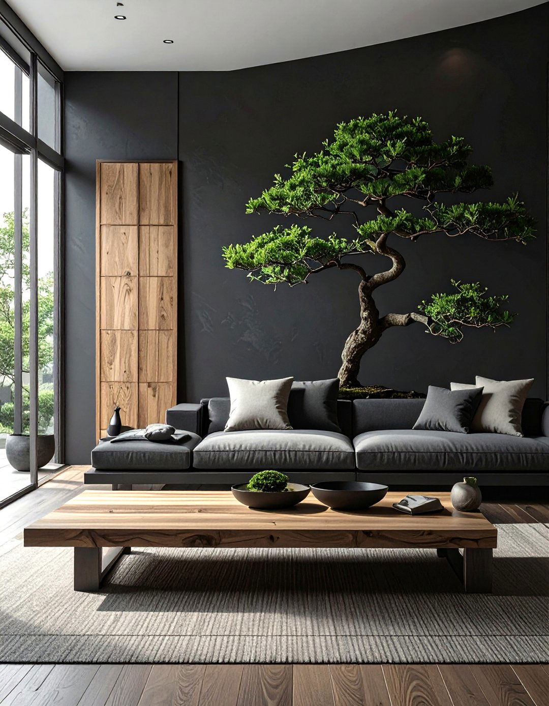 Zen Inspired Black Living Room - 30 black living room ideas