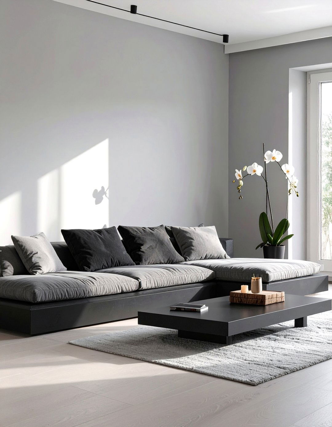 Zen Inspired Black and Grey Living Room - 30 black and grey living room ideas