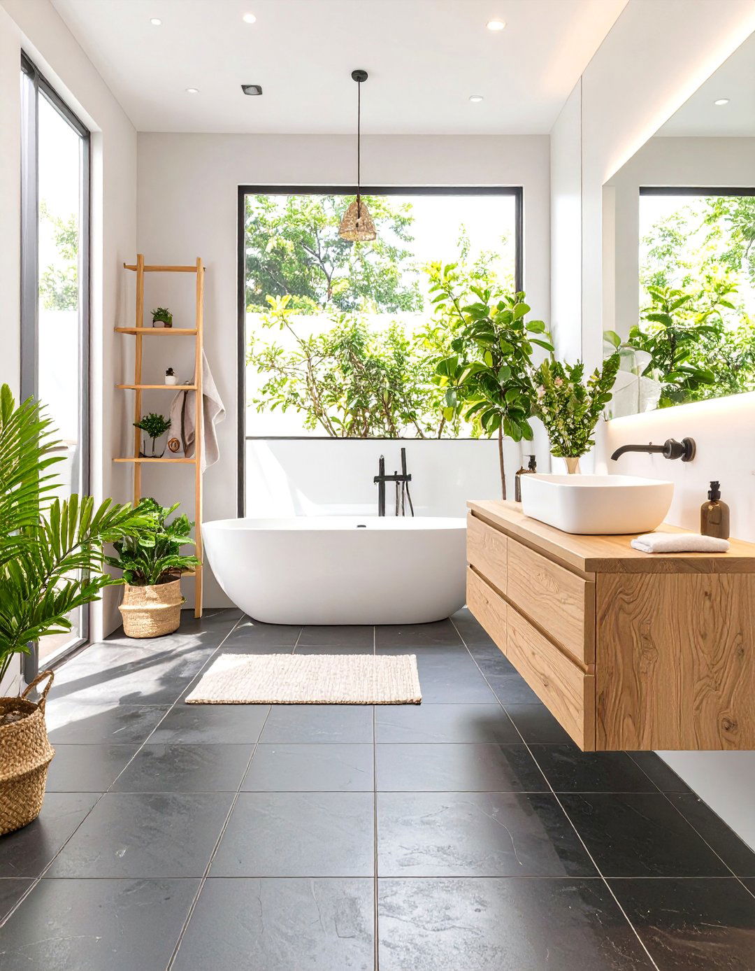 Zen Inspired Black and White Bathroom - 30 black and white interior design ideas