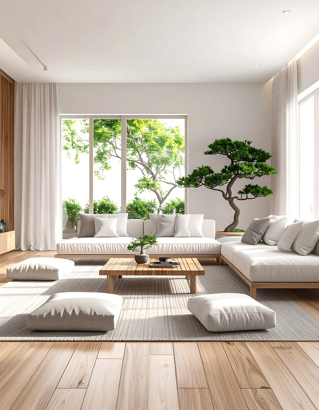 Zen Inspired Grey and White Living Room - 30 grey and white living room ideas