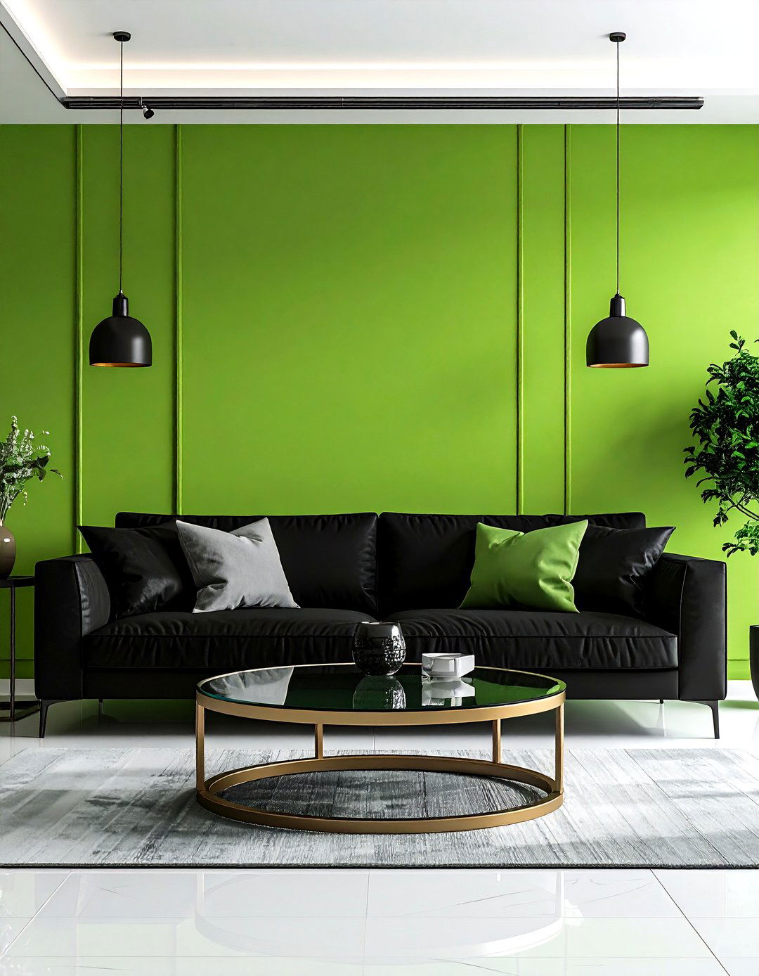 Zesty Lime Green Accent Wall - 30 living room painting ideas