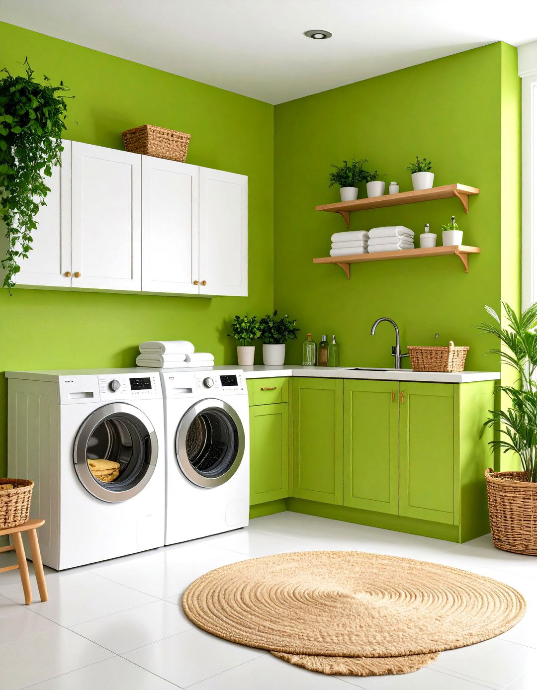 Zesty Lime Green Laundry Room - 30 laundry room paint ideas