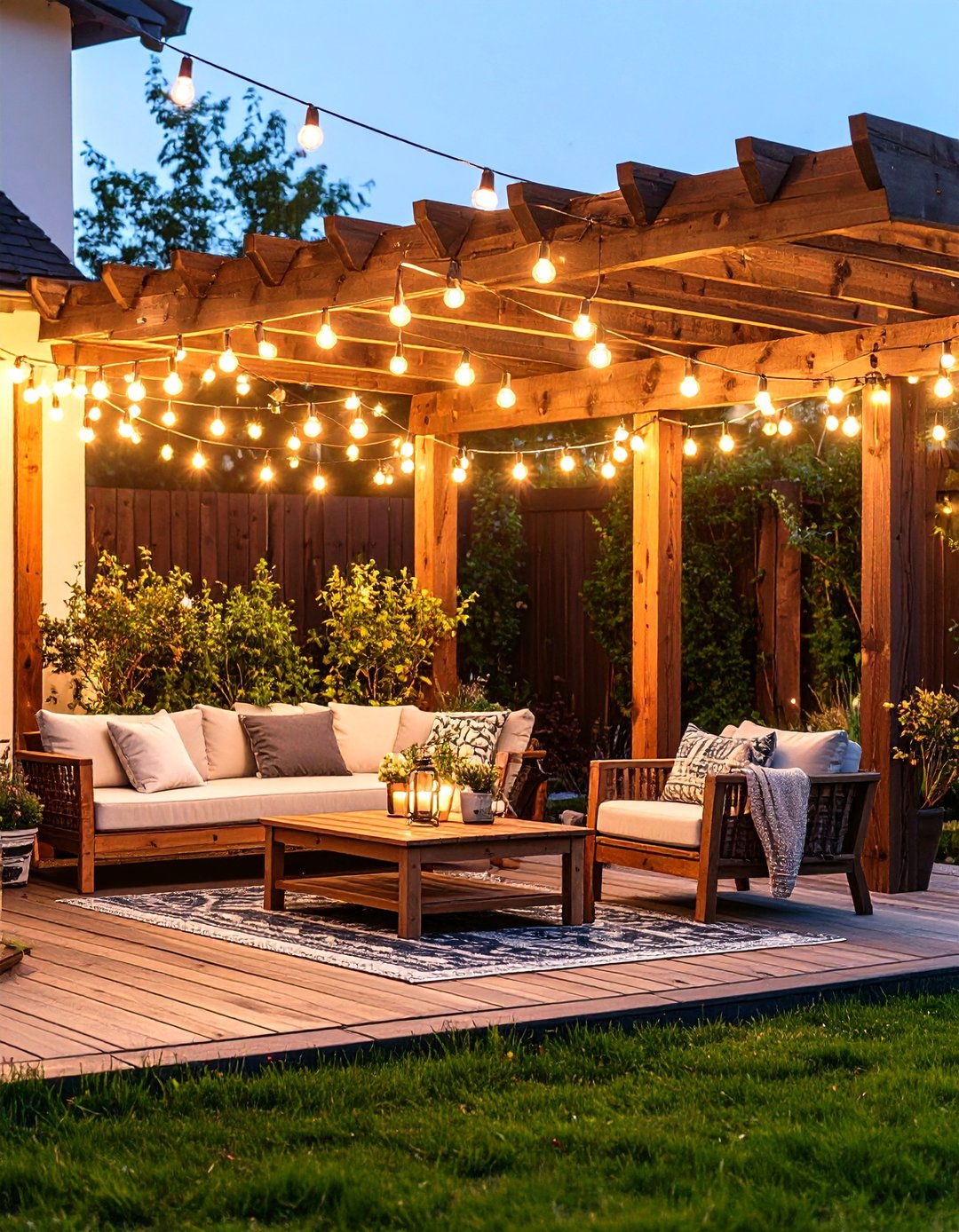 Zigzag String Light Canopy - 30 patio lights ideas