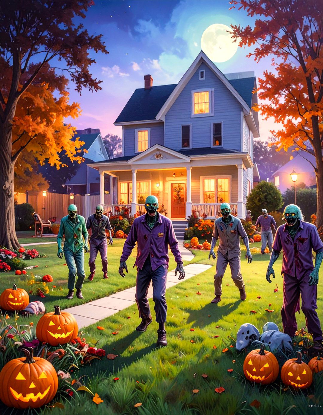 Zombie Outbreak Lawn Scene - 30 outdoor halloween decoration ideas