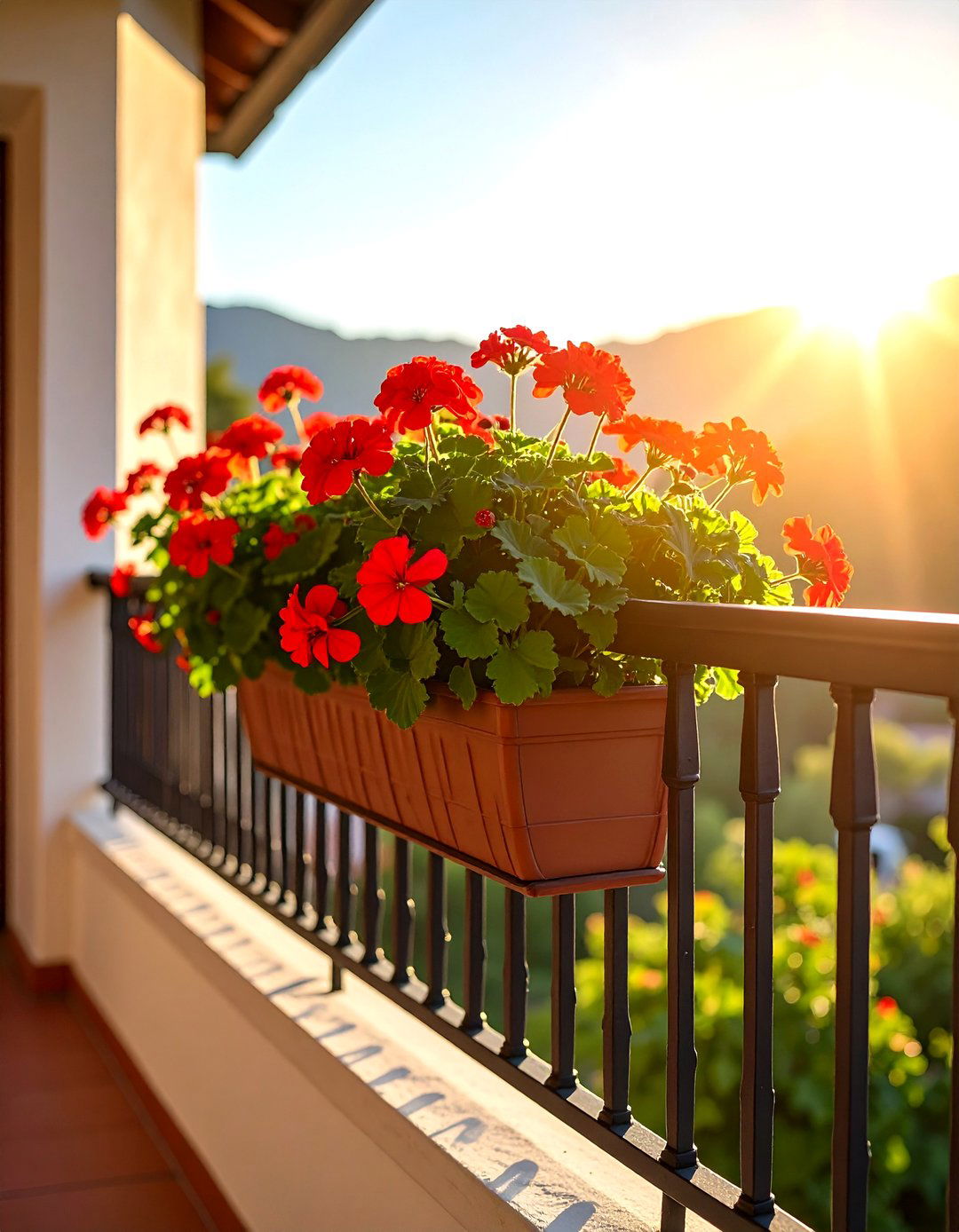 Zonal Geraniums in Window Boxes - 30 patio plants ideas