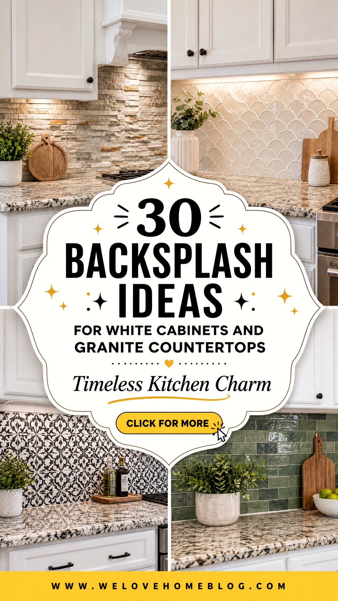 30 Backsplash Ideas for White Cabinets and Granite Countertops - 30 Backsplash Ideas for White Cabinets and Granite Countertops