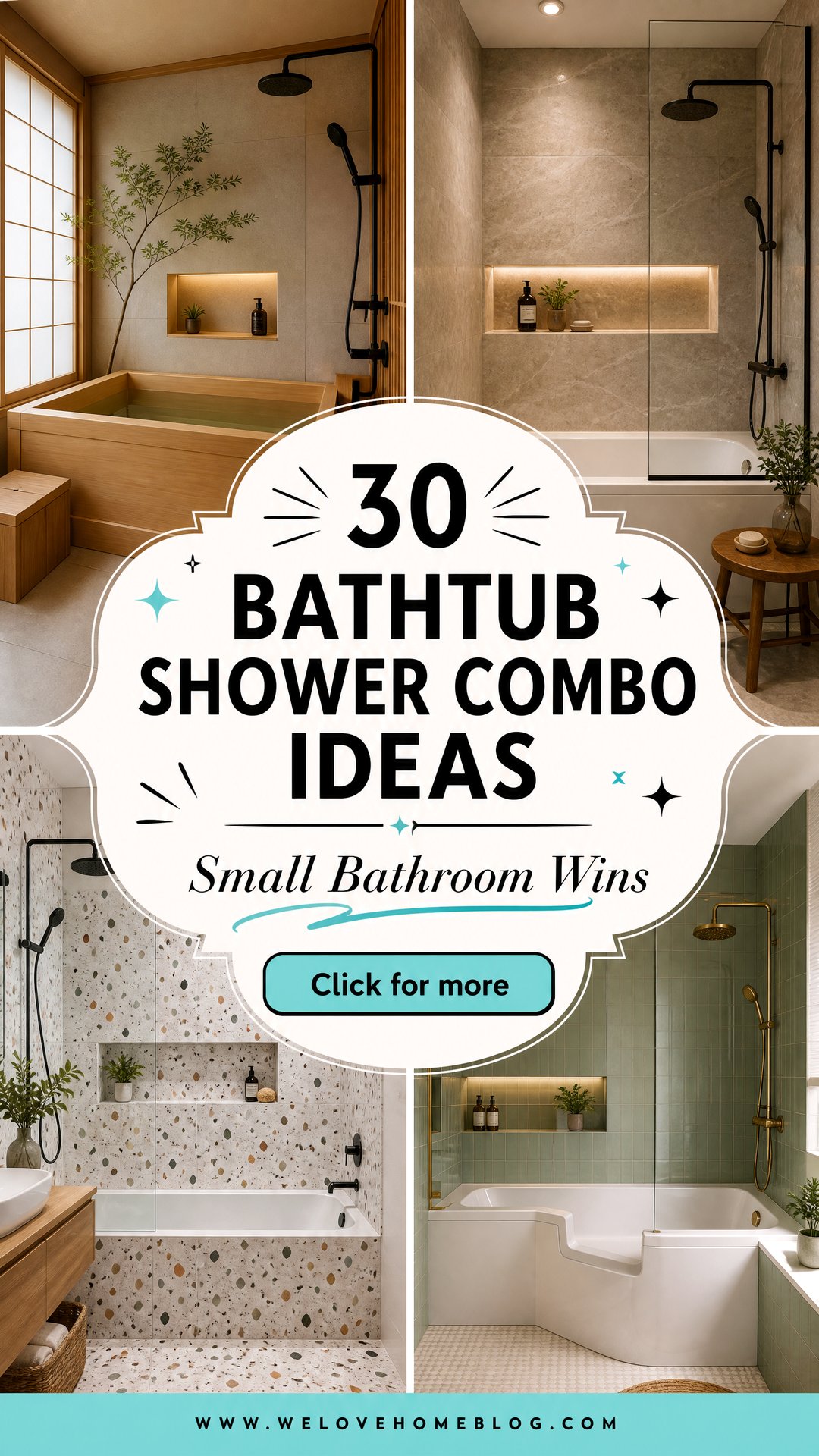30 Bathtub Shower Combo Ideas for Small Bathrooms - 30 Bathtub Shower Combo Ideas for Small Bathrooms