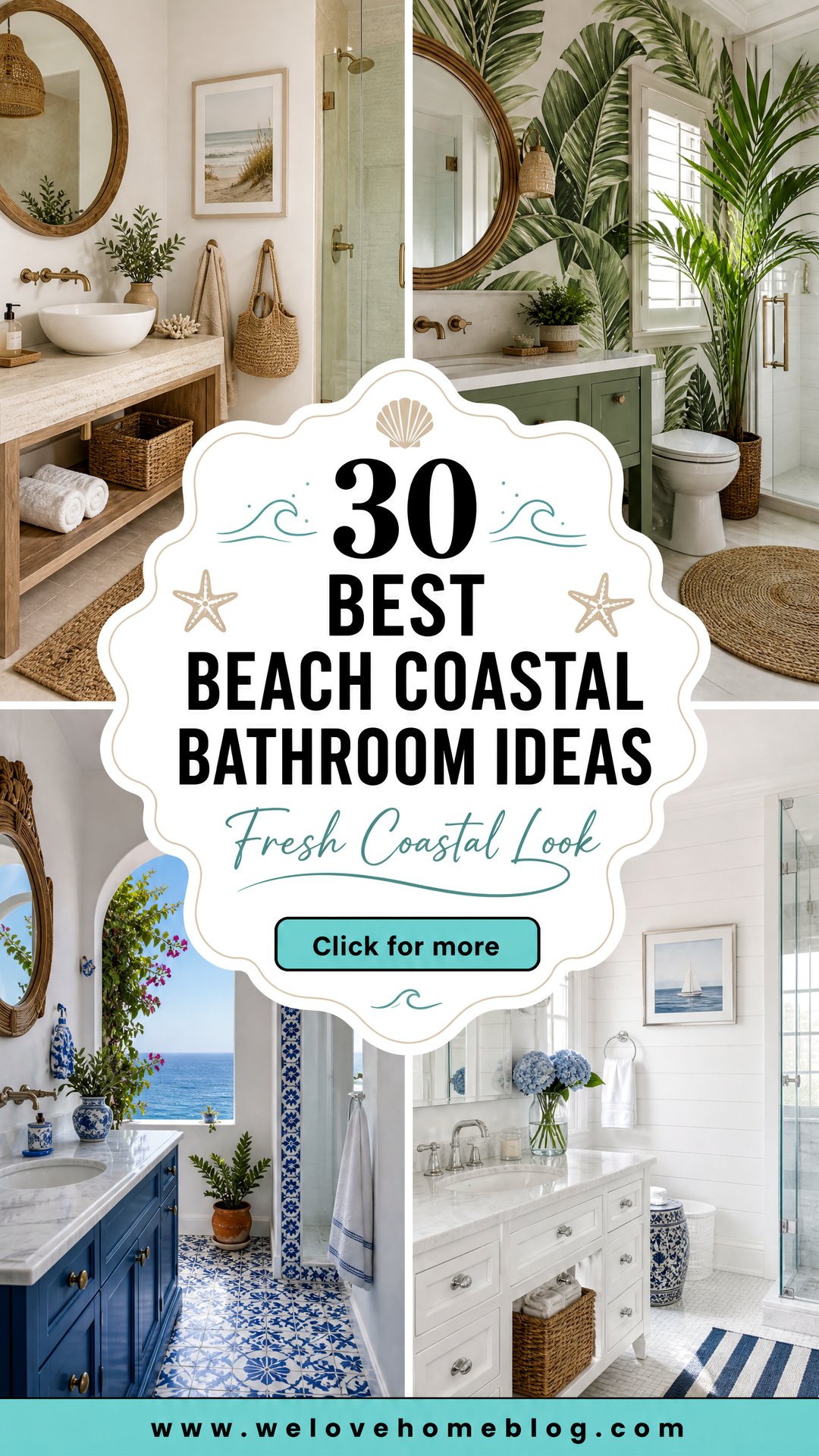 30 Best Beach Coastal Bathroom Ideas for a Fresh Look - 30 Best Beach Coastal Bathroom Ideas for a Fresh Look
