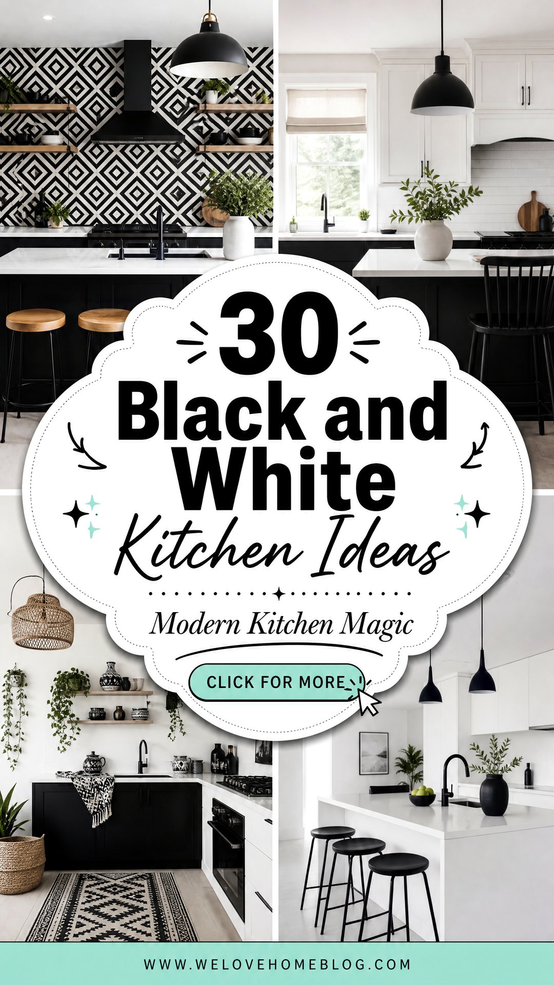 30 Black and White Kitchen Ideas for Modern Homes - 30 Black and White Kitchen Ideas for Modern Homes