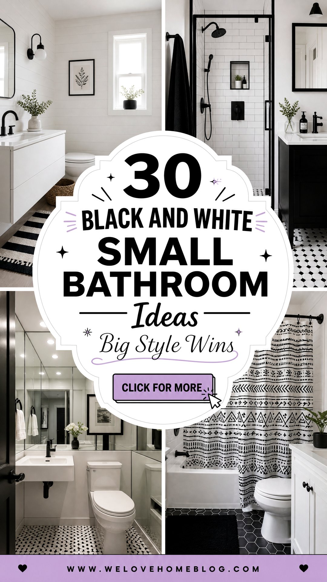 30 Black and White Small Bathroom Ideas for Big Style - 30 Black and White Small Bathroom Ideas for Big Style