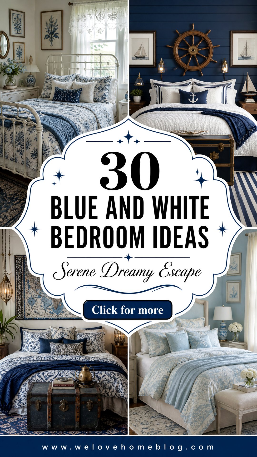 30 Blue and White Bedroom Ideas for a Serene Escape - 30 Blue and White Bedroom Ideas for a Serene Escape