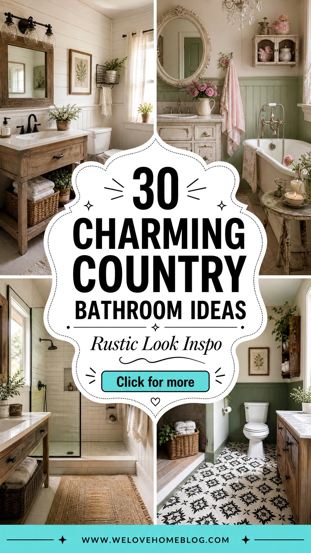 30 Charming Country Bathroom Ideas for a Rustic Look - 30 Charming Country Bathroom Ideas for a Rustic Look