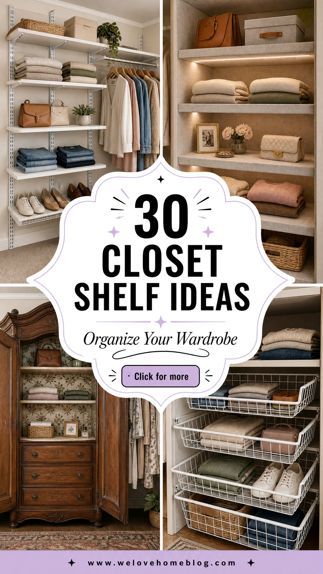30 Closet Shelf Ideas to Organize Your Wardrobe - 30 Closet Shelf Ideas to Organize Your Wardrobe