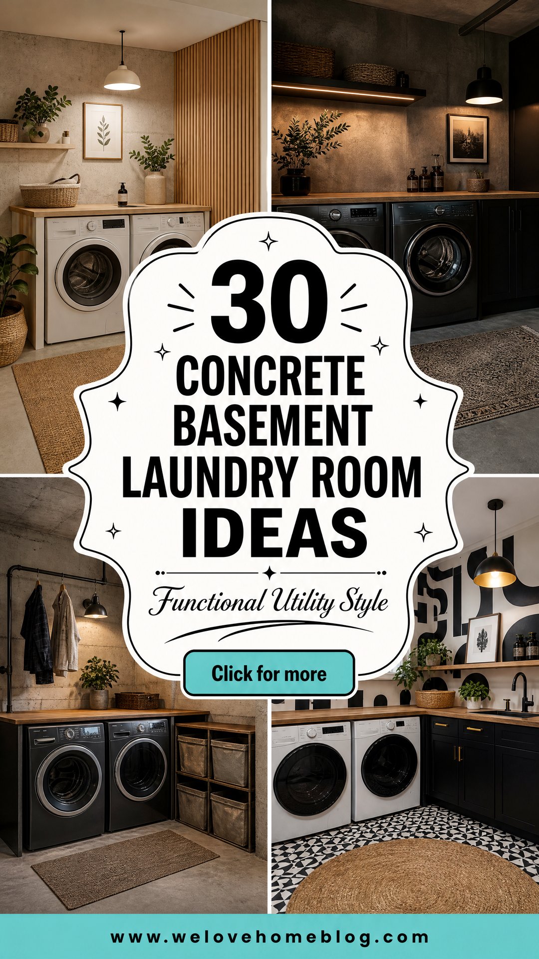 30 Concrete Basement Laundry Room Ideas for Utility - 30 Concrete Basement Laundry Room Ideas for Utility