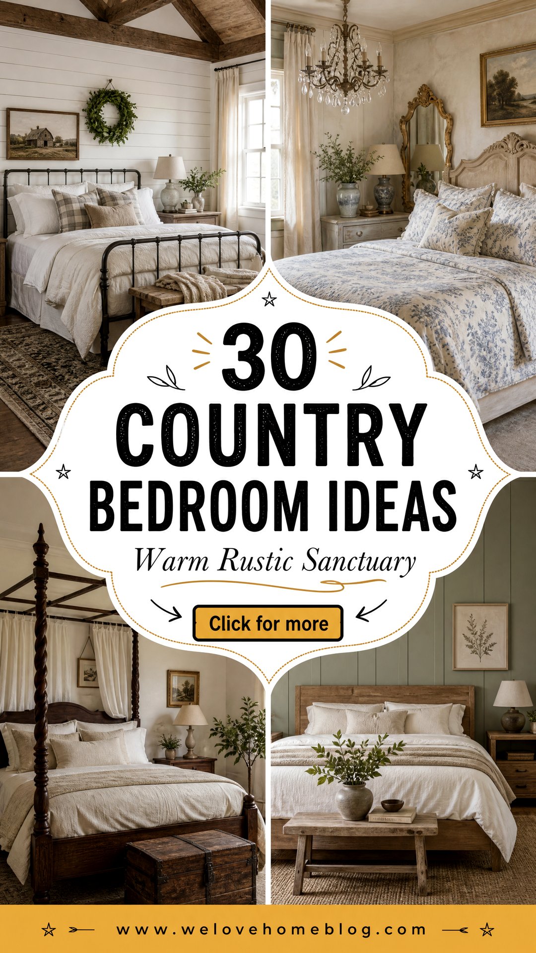 30 Country Bedroom Ideas for a Warm and Rustic Sanctuary - 30 Country Bedroom Ideas for a Warm and Rustic Sanctuary