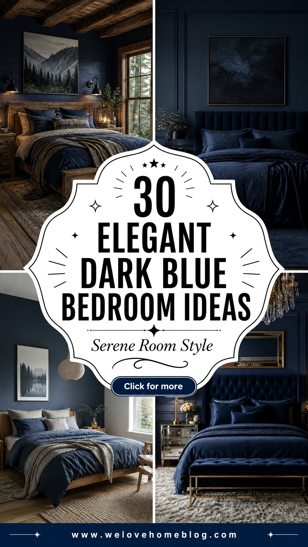 30 Elegant Dark Blue Bedroom Ideas for a Serene Room - 30 Elegant Dark Blue Bedroom Ideas for a Serene Room