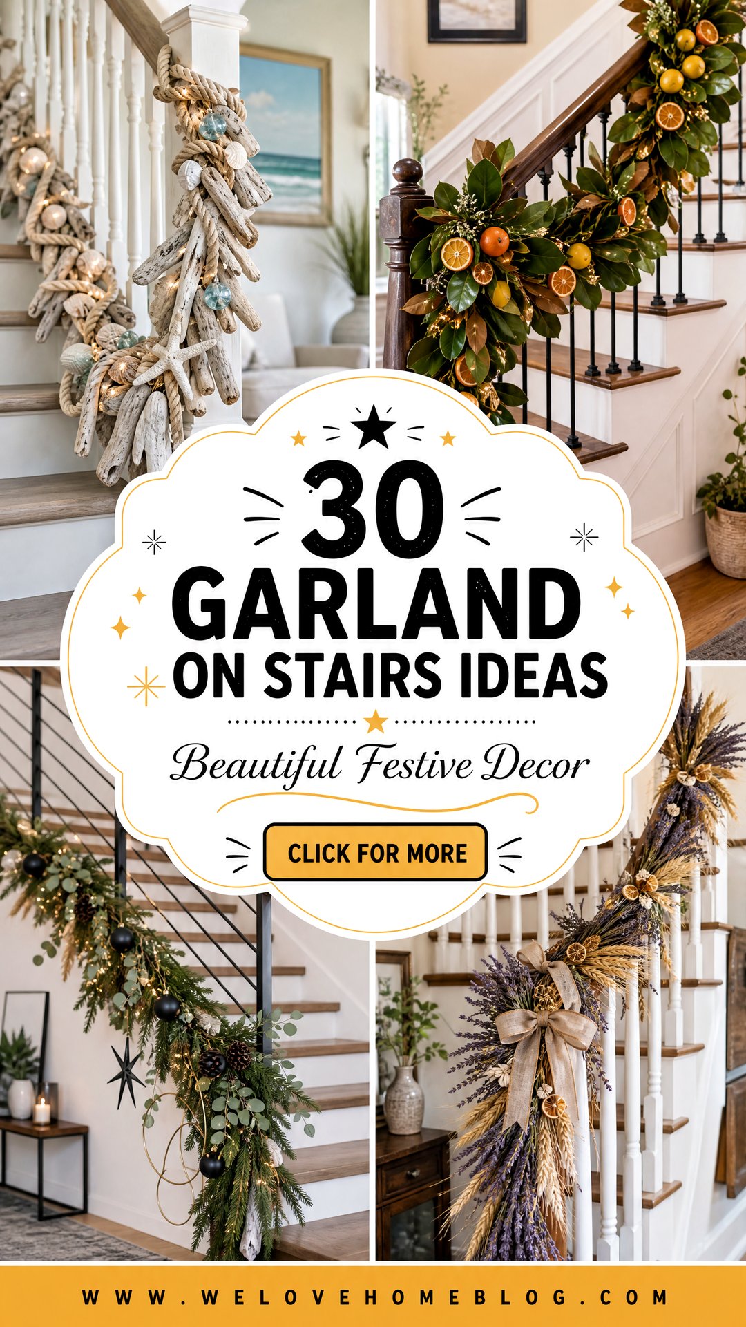 30 Festive Garland on Stairs Ideas for Beautiful Decor - 30 Festive Garland on Stairs Ideas for Beautiful Decor