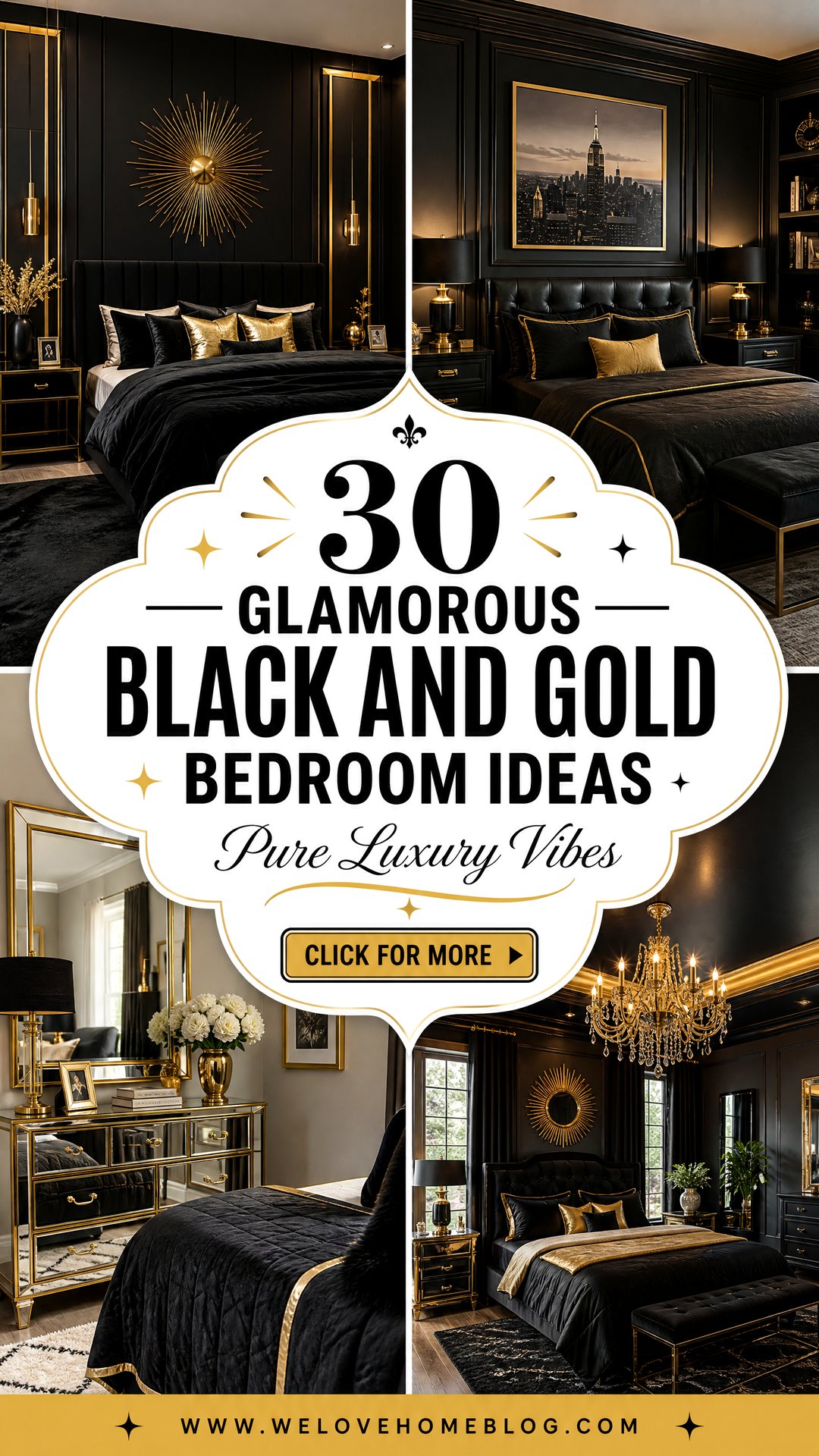 30 Glamorous Black and Gold Bedroom Ideas for Luxury - 30 Glamorous Black and Gold Bedroom Ideas for Luxury