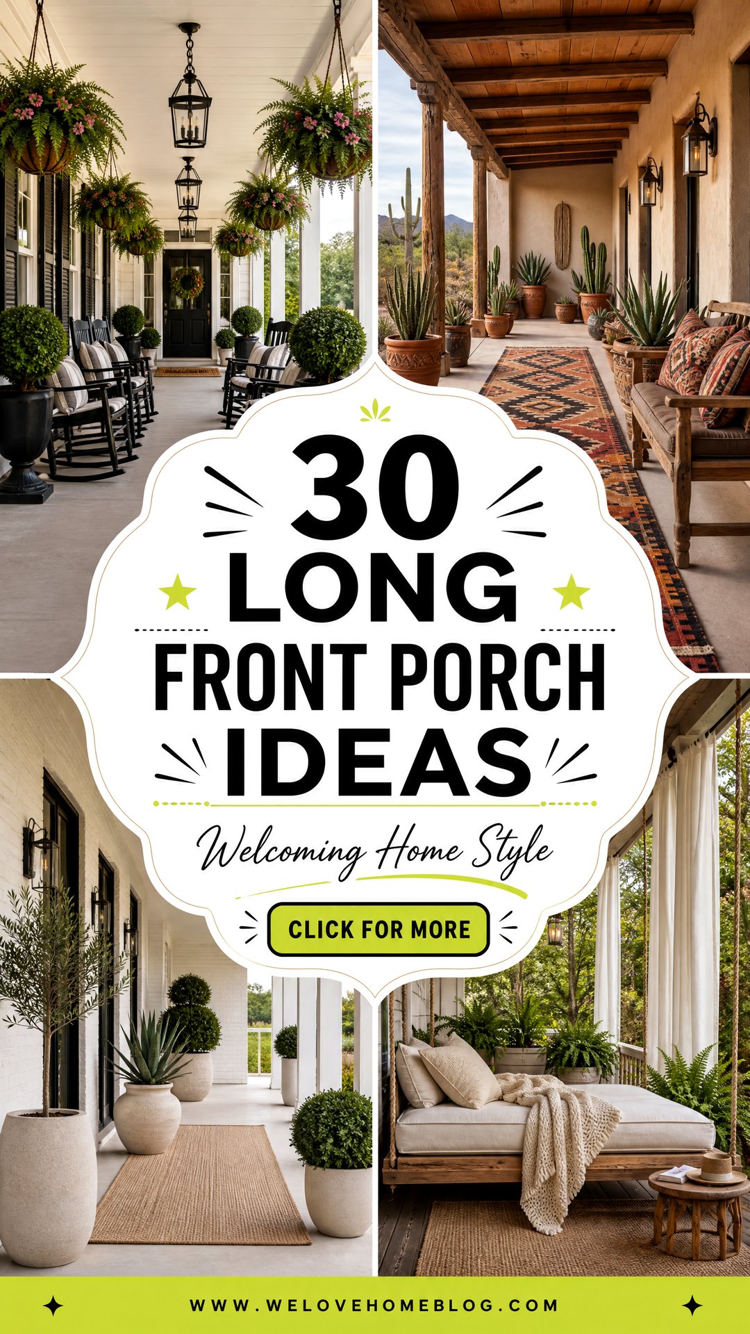 30 Long Front Porch Decorating Ideas for Your Home - 30 Long Front Porch Decorating Ideas for Your Home