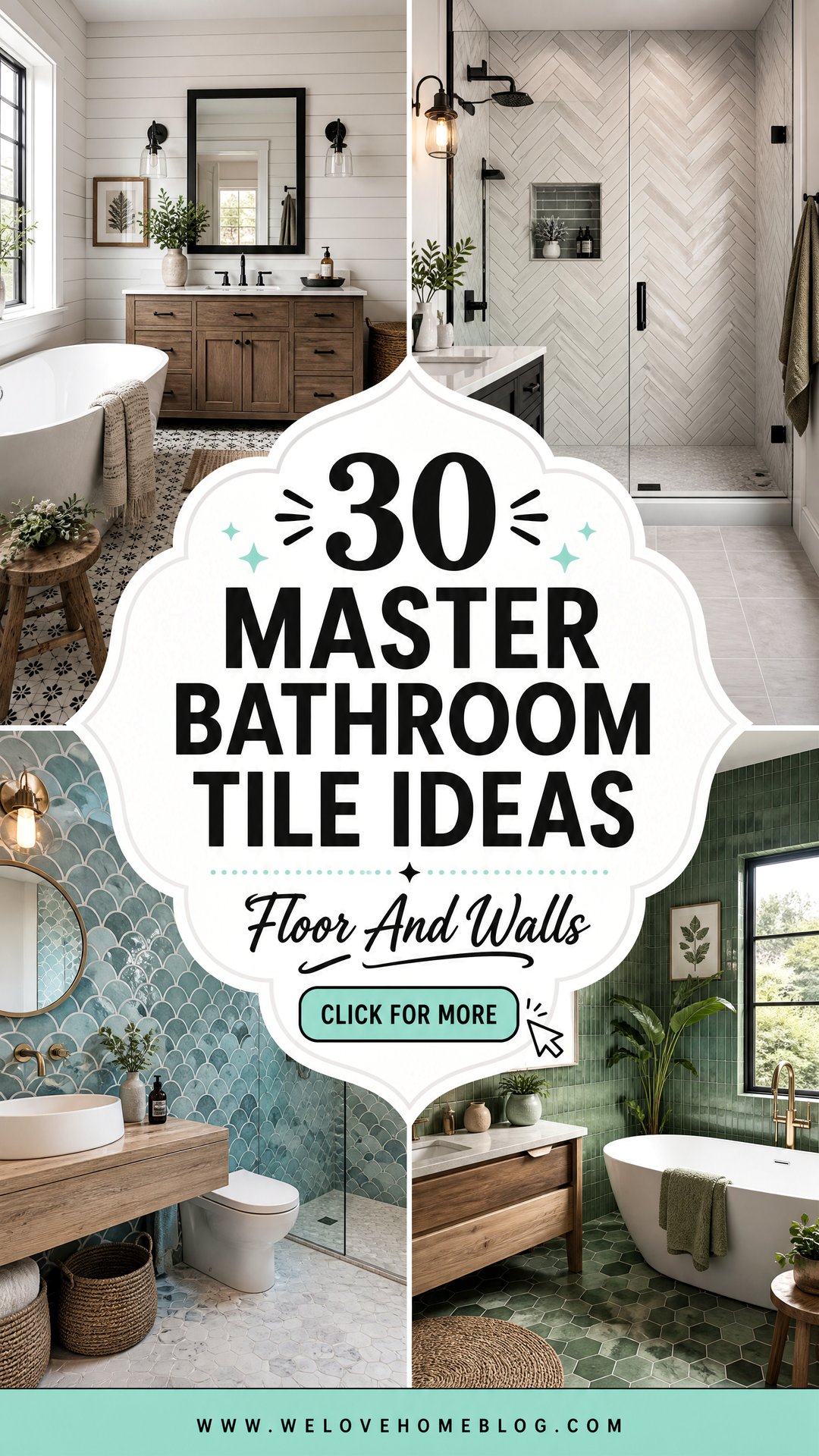 30 Master Bathroom Tile Ideas for Floor and Walls - 30 Master Bathroom Tile Ideas for Floor and Walls
