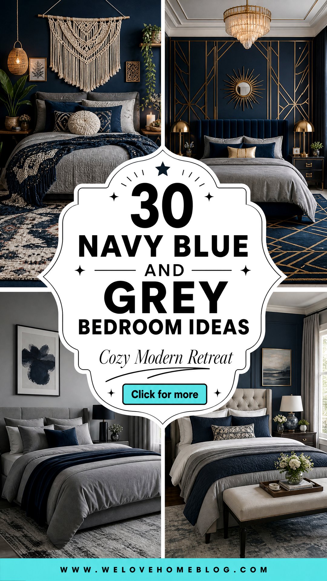 30 Navy Blue and Grey Bedroom Ideas for a Cozy Space - 30 Navy Blue and Grey Bedroom Ideas for a Cozy Space