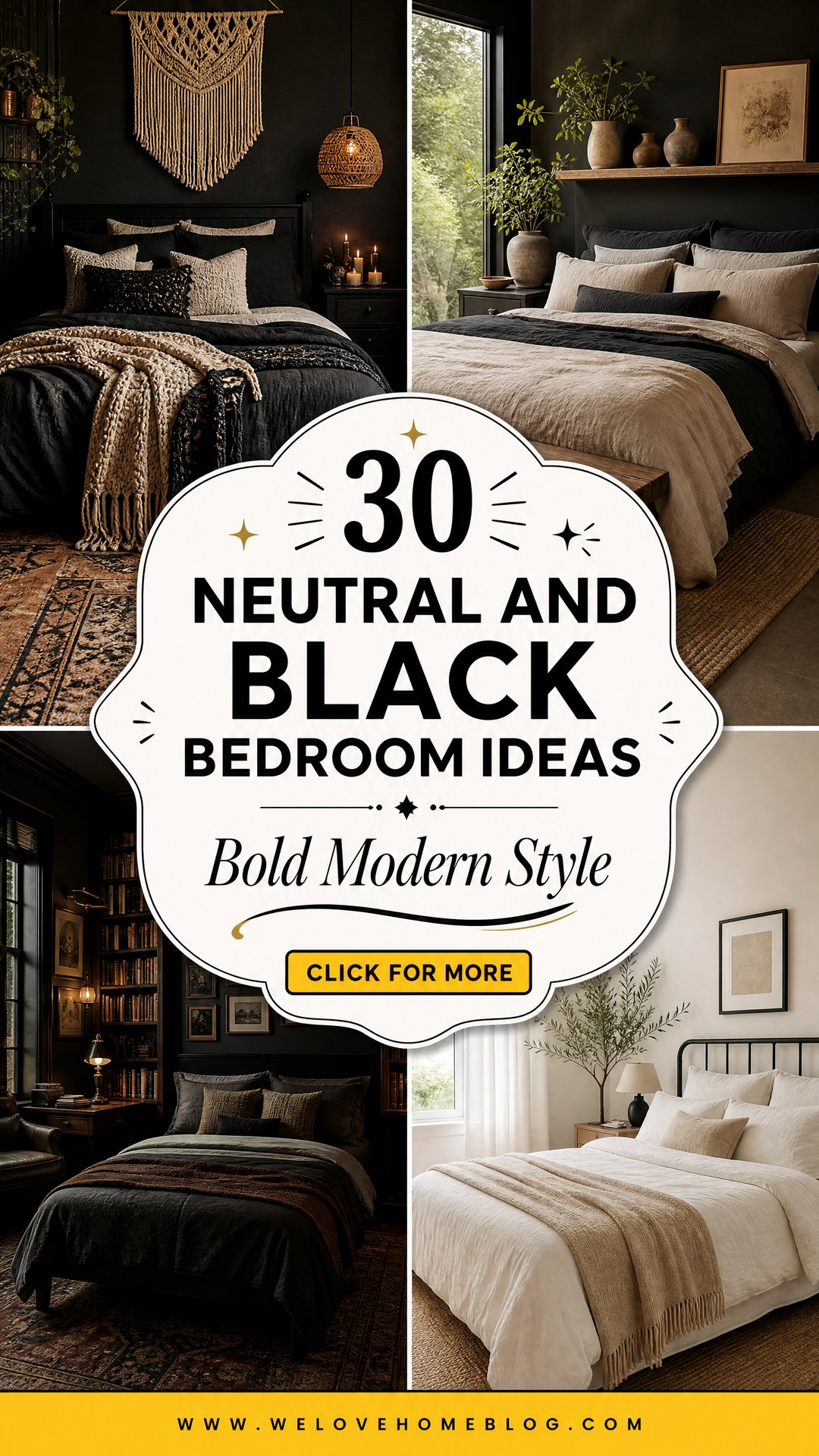 30 Neutral and Black Bedroom Ideas for a Modern Style - 30 Neutral and Black Bedroom Ideas for a Modern Style