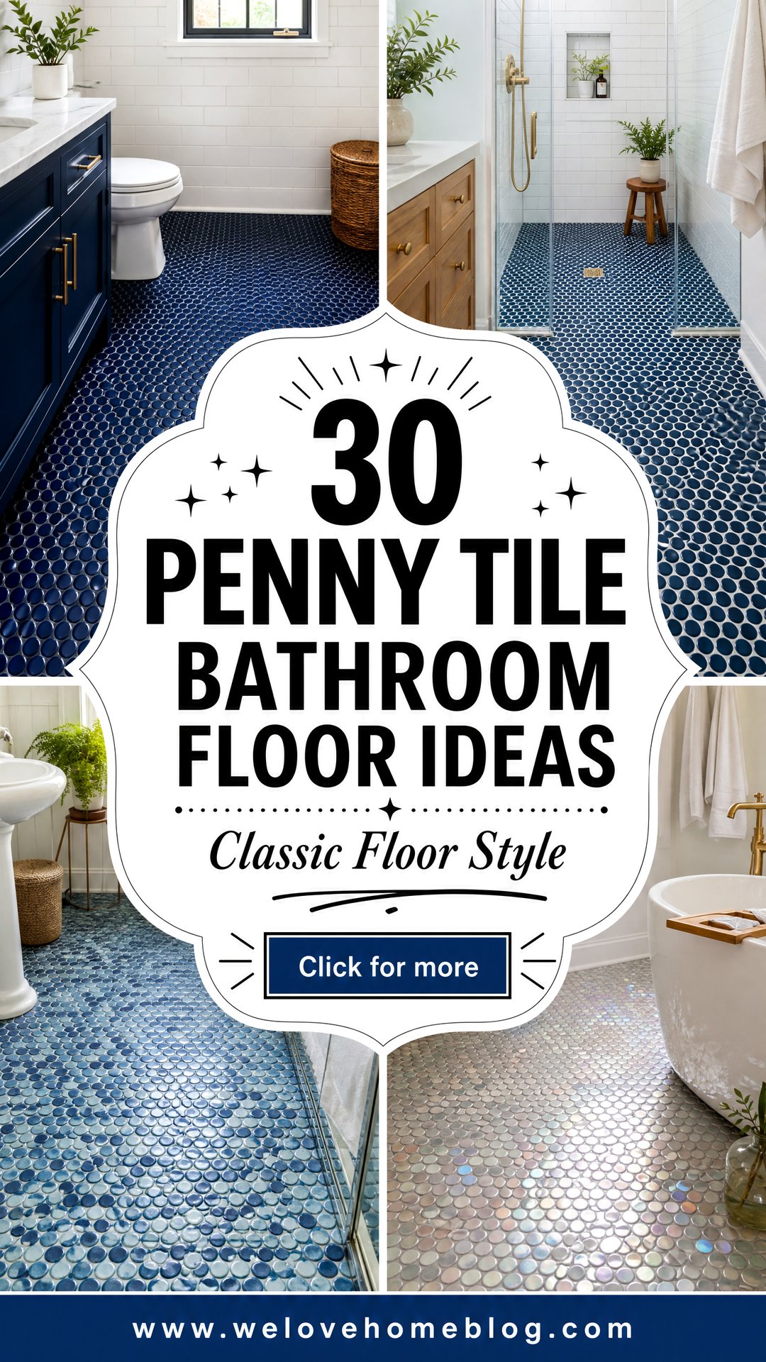 30 Penny Tile Bathroom Floor Ideas for Classic Style - 30 Penny Tile Bathroom Floor Ideas for Classic Style